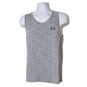 Under Armour Mens Fitted Tank Gray S HeatGear Athletic UA Sportswear Tech Top